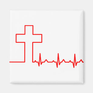 Christen Kreuz Herzschlag Leben EKG ECG Magnet