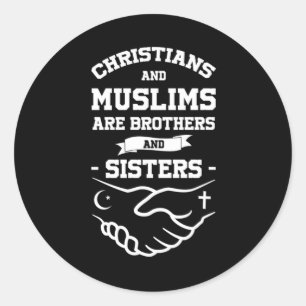Christen und Muslime Brüder Religion Islam Gif Runder Aufkleber
