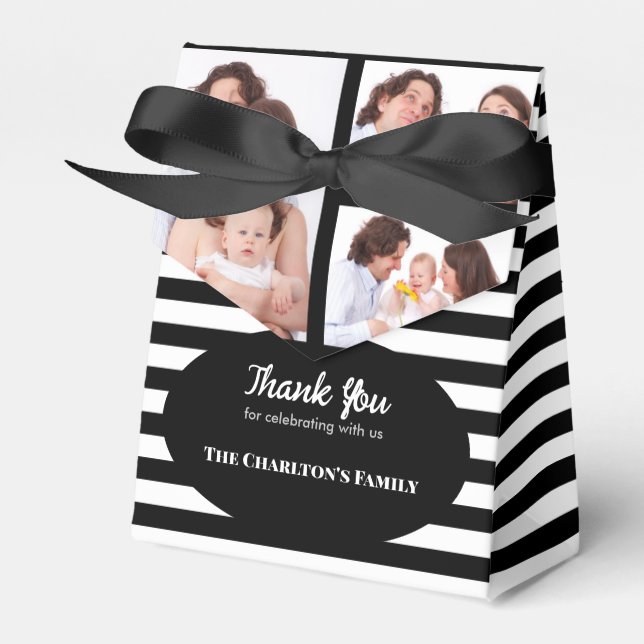 Christening 3 Abschnitte Custom Foto Stripes Geschenkschachtel (Vorderseite)