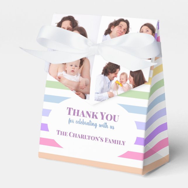 Christening 3 Sektionen Custom Foto Rainbow Geschenkschachtel (Vorderseite)