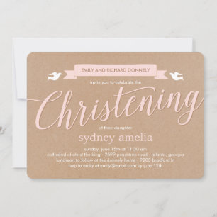 Christening Banner Taufe Einladung - Rosa