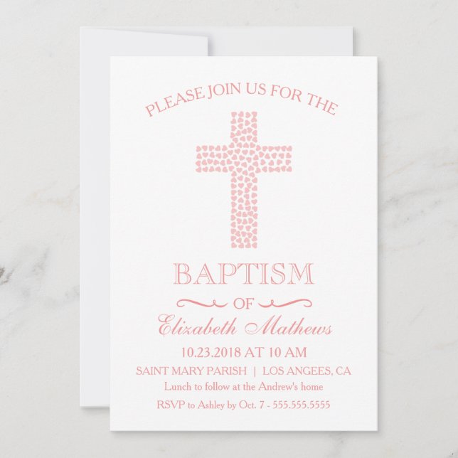Christening, Baptême Invitation - Baby Girl Invita (Devant)