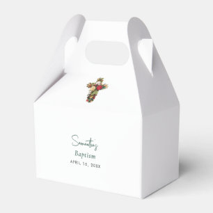 Christening Baptisse Floral Cross Boy Girl Geschenkschachtel