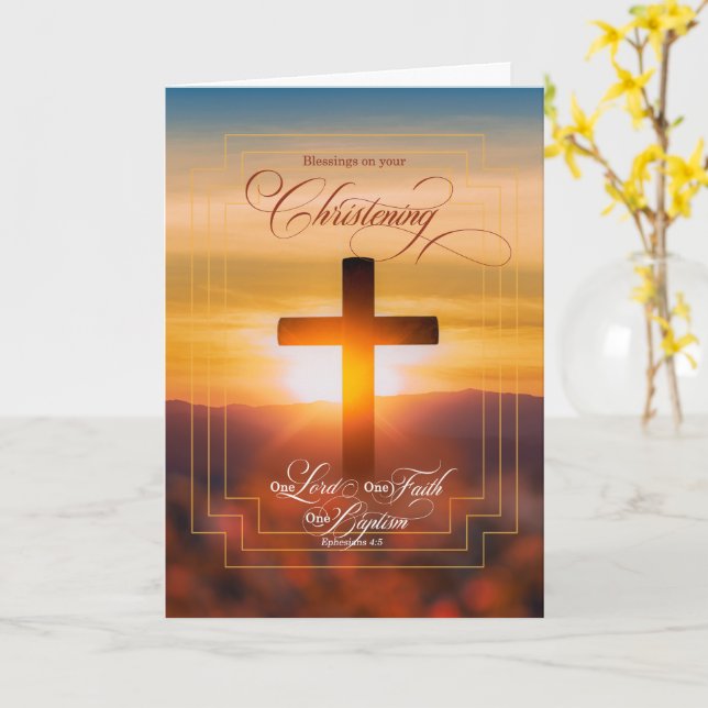 Christening Blessings Christliches Kreuz und Ephes Karte (Gelbe Blume)