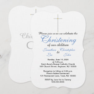 Christening Blue Twins Einladungen