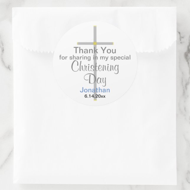 Christening Boy Danke, dass Sie sich um Stickers g (Tasche)