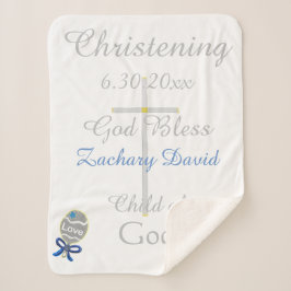 Christening Cross Boy Blue Star Rattle Medium Sherpadecke
