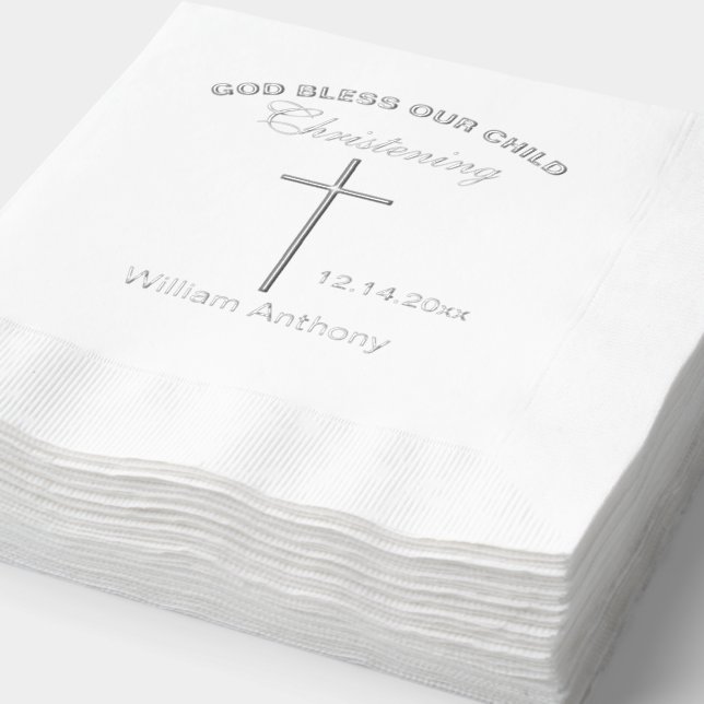 Christening Cross Name Servietten Mit Folie (Ausschnitt)