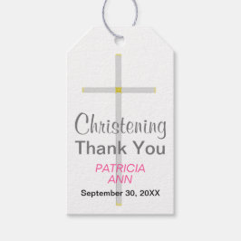 Christening Danke Silver Cross Girl Pink Geschenkanhänger