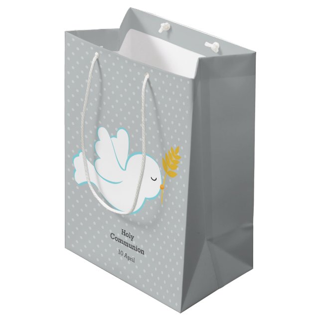 Christening dow * Hintergrundfarbe auswählen Mittlere Geschenktüte (Vorderseite Schrägansicht)