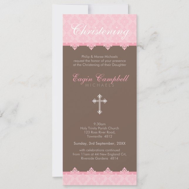 CHRISTENING ERSUCHT :: oh so schön 5P Einladung (Vorderseite)