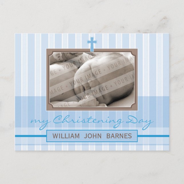 CHRISTENING INVITATION :: Stilftiger Streifen 1 Einladungspostkarte (Vorderseite)