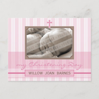 CHRISTENING INVITATION :: Stilftiger Streifen 3 Einladungspostkarte
