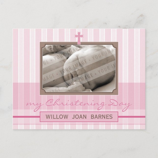 CHRISTENING INVITATION :: Stilftiger Streifen 3 Einladungspostkarte (Vorderseite)