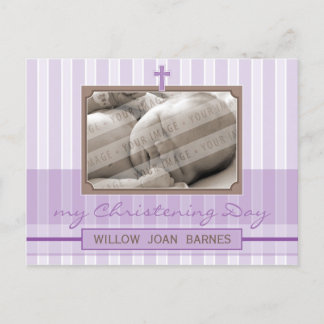 CHRISTENING INVITATION :: Stilftiger Streifen 4 Einladungspostkarte