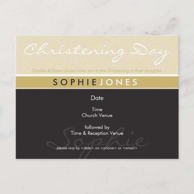 CHRISTENING INVITE :: einfach groovy 3 Einladungspostkarte (Vorderseite)
