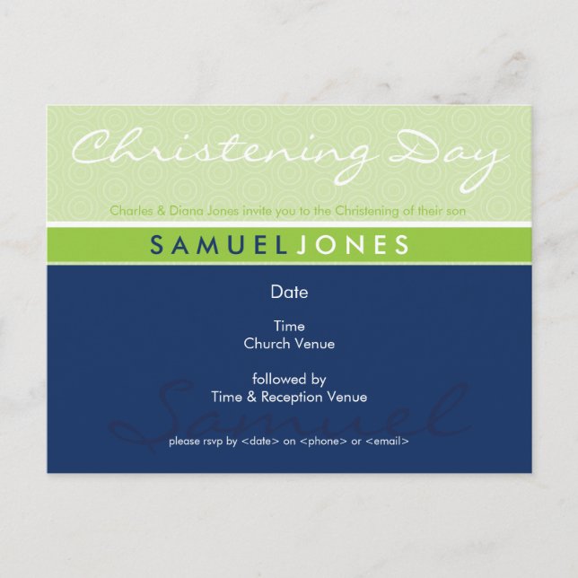 CHRISTENING INVITE :: einfach Groovy 4 Einladungspostkarte (Vorderseite)