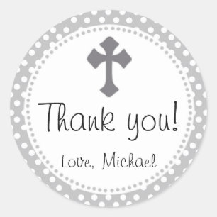 Christening Polka Round Vielen Dank Party Sticker