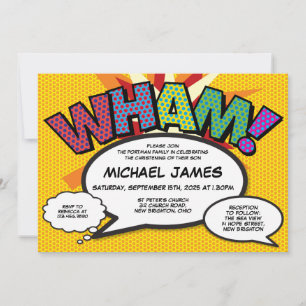 Christening Taufe Modernes Fun Comic Buch Einladung