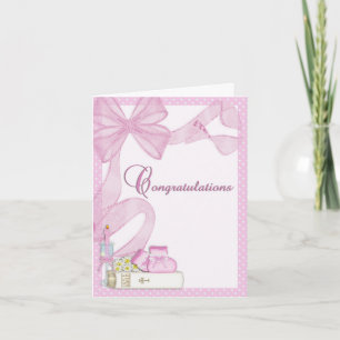 Christening Taufe Rosa Herzlichen Glückwunsch Karte