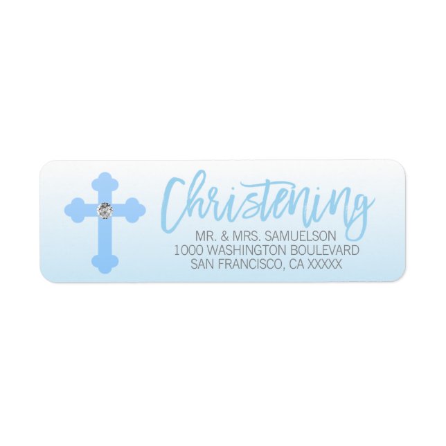 Christening White Blue Cross BOY Rücksendeadresse (Vorne)