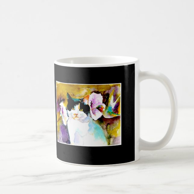 "Christeve die Katze mit Kolibri-" Druck an Kaffeetasse (Rechts)