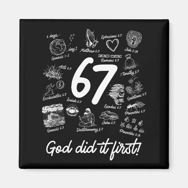 Christian 6 7 Meme Six Seven 67 Bible Verse Script Magnet (Vorne)