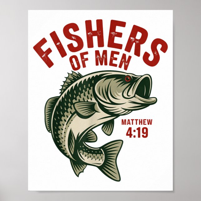 Christian Angler Fishers Of Men Matthew 4 19 Verse Poster (Vorne)
