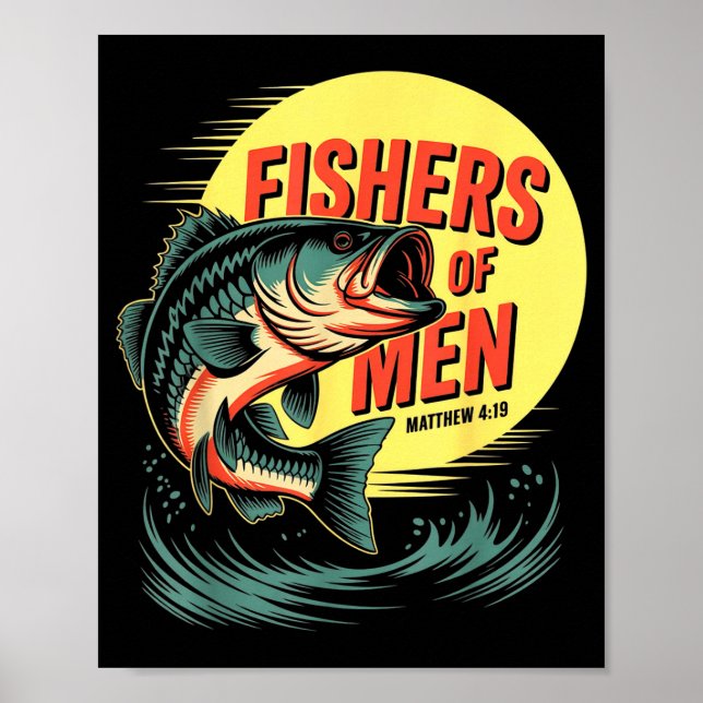 Christian Angler Fishers Of Men Matthew 4 19 Verse Poster (Vorne)