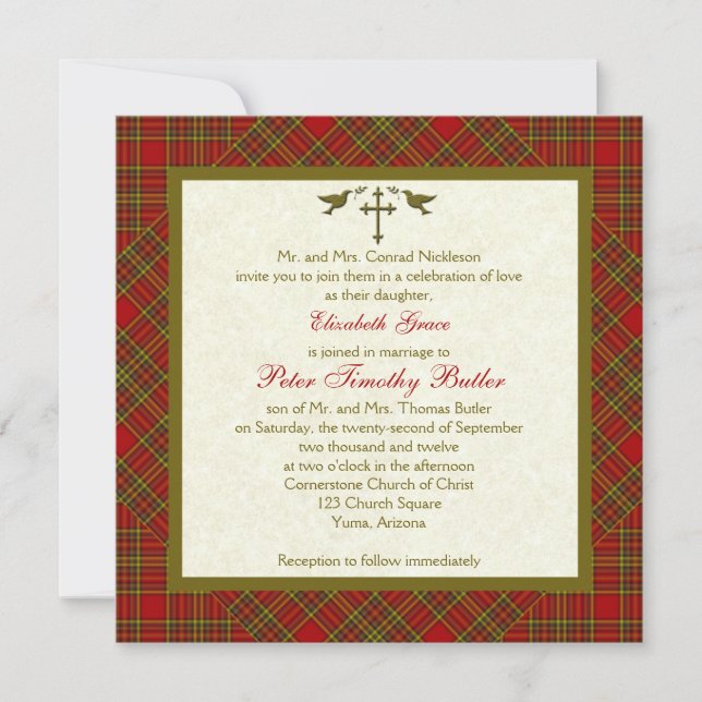 Christian Autumn Plaid Faire-part de mariage (Devant)