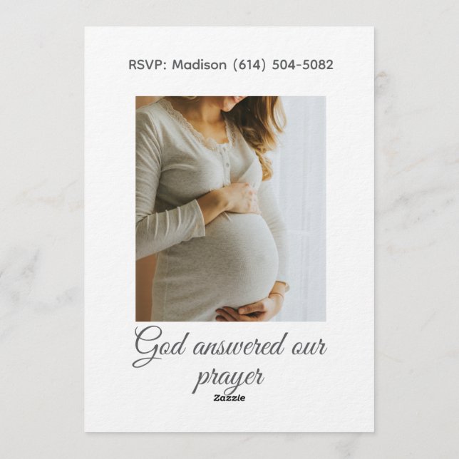 Christian Baby Girl Shower Personalized Text Photo Einladung (Rückseite)