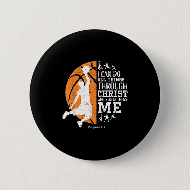 Christian Basketball I Can Do All Things Through C Button (Vorderseite)