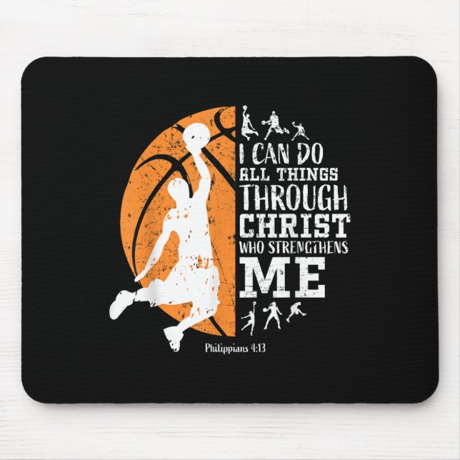 Christian Basketball I Can Do All Things Through C Mousepad (Vorne)