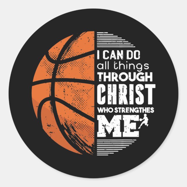 Christian Basketball Love All Things I Can Do Runder Aufkleber (Vorderseite)