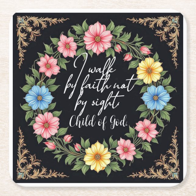 Christian Bible-Inspired Floral Rechteckiger Pappuntersetzer (Vorderseite)