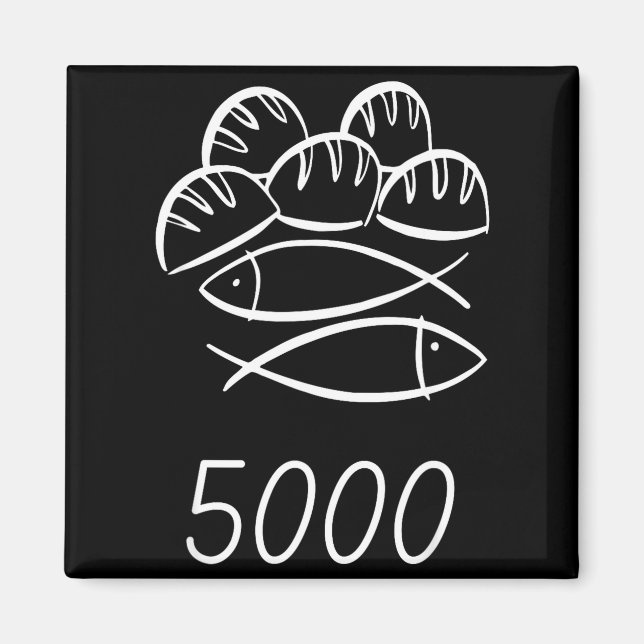 Christian Bible Jesus 2 Fishes 5 Breads Feed 5000  Magnet (Vorne)