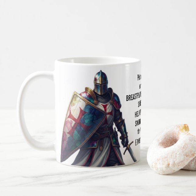 Christian Bible Verse Ephesians 6:10-18 Knight Kaffeetasse (Mit Donut)