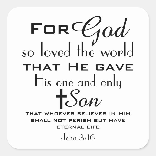 Christian Bible Verse Jean 3:16 Stickers (Devant)