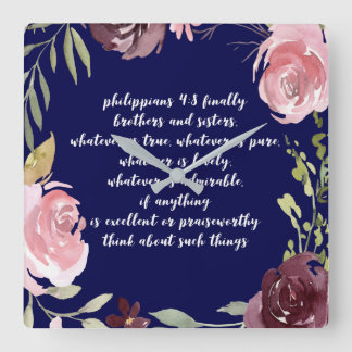 Christian Bible Verse Scripture Clock Quadratische Wanduhr