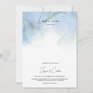 Christian Bleu Et Blanc Faire-part de mariage