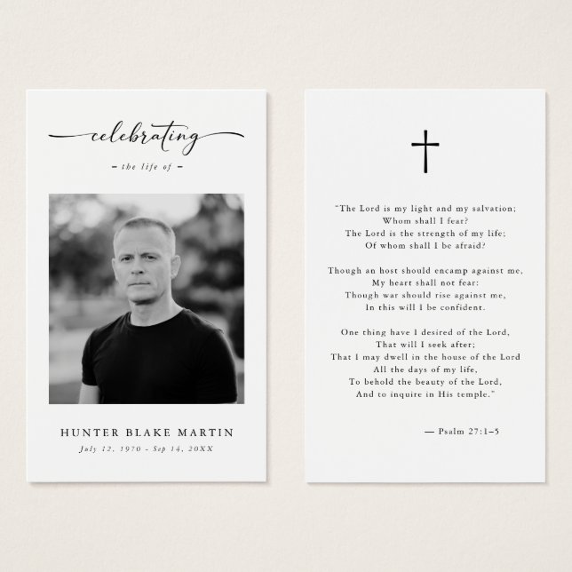 Christian Celebration of life Funeral Prayer Card (Devant & derrière)