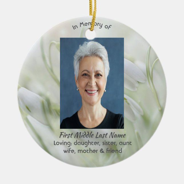 Christian Celebration of Life Snowdrop Flowers Keramik Ornament (Vorne)