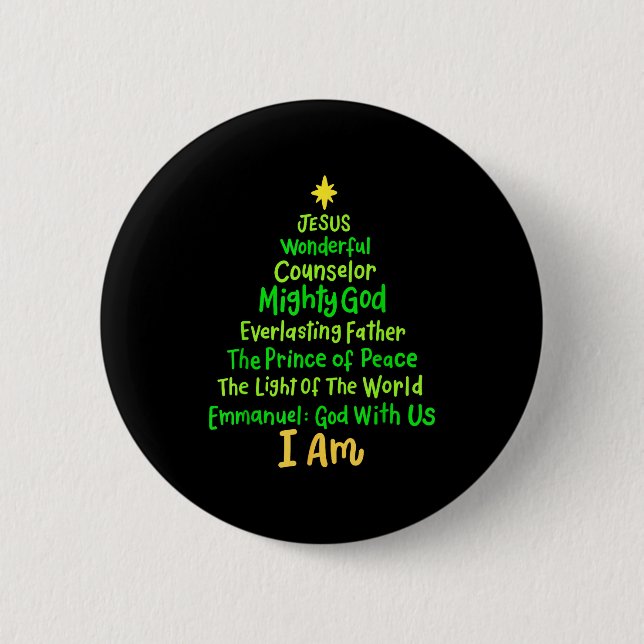 Christian Christmas Jesus Bible Names Xmas Tree Sh Button (Vorderseite)