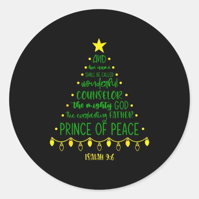 Christian Christmas Jesus Bible Names Xmas Tree Sh Runder Aufkleber (Vorderseite)