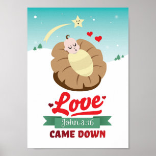 Christian Christmas Poster Baby Jesus Jean 3:16