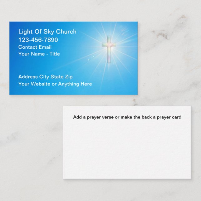 Christian Church Business Cards With Cross Visitenkarte (Vorne/Hinten)