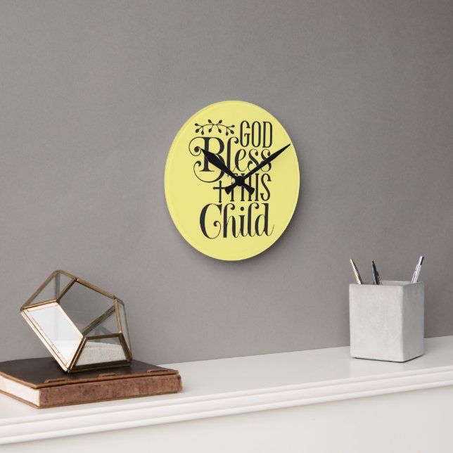 Christian Clock for Baby Room God Bless This Child Runde Wanduhr (Büro)