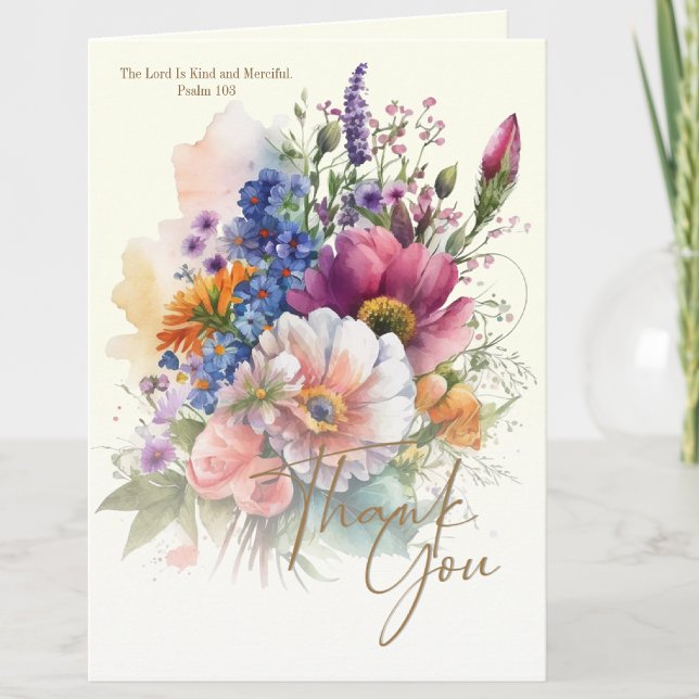 Christian Condolence Merci funéraire (Religious Funeral Floral Scripture Thank you Card)