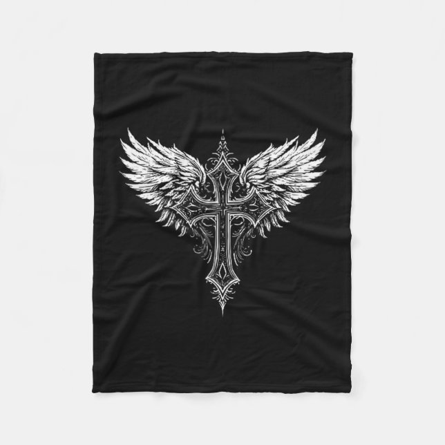 Christian Cross Angel Religious  Fleecedecke (Vorderseite)