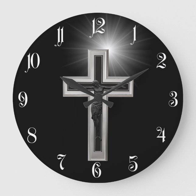 Christian cross große wanduhr (Vorderseite)